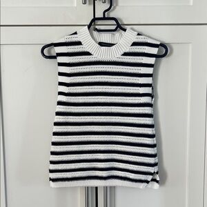 French Connection Navy and White Striped Sleeveless Sweater